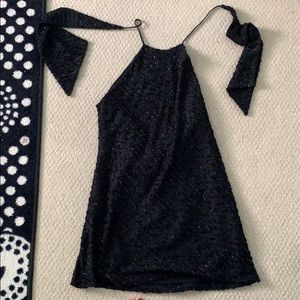 Halter Black Sequined Dress